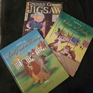 Walt Disney Lady and the Tramp & Chip 'n' Dale Story Books & Granny Gomez Jigsaw